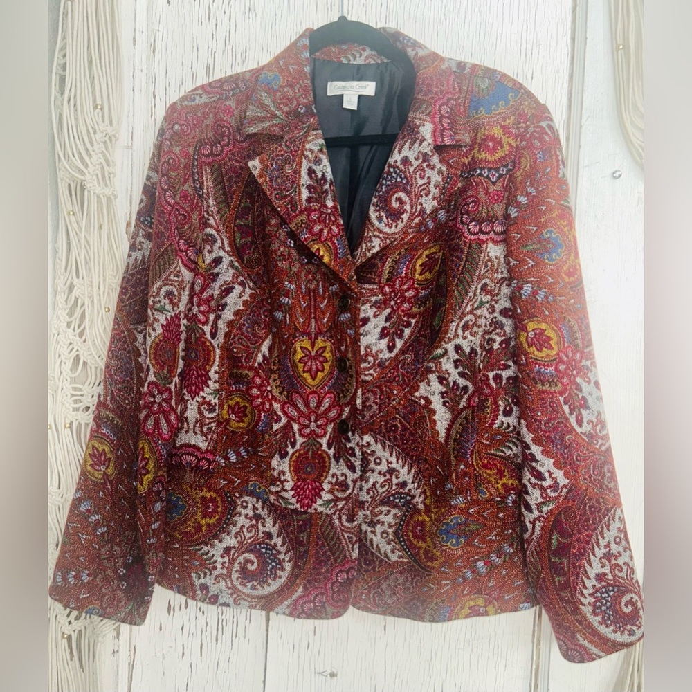 Coldwater Creek Rust Paisley Blazer Vintage Jacket - Picture 2 of 5